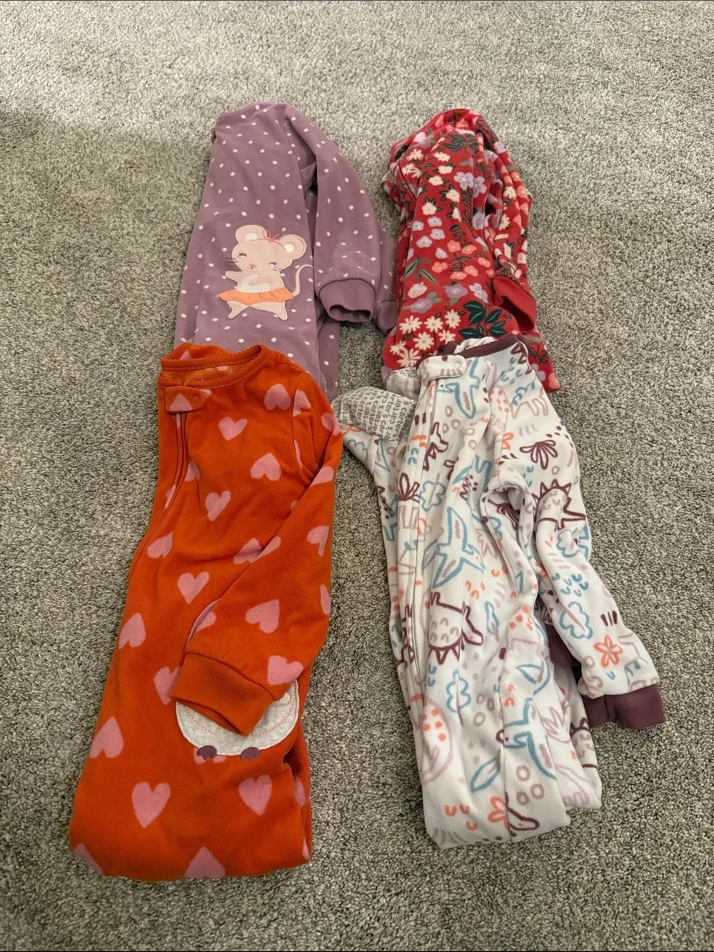 Carter's Girls' Fleece Footie Pajama bundle of 4 size 4T